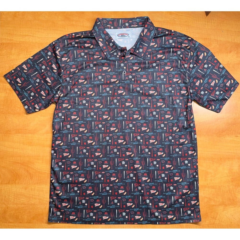 Sanderson Ford Arizona Diamondbacks MLB Baseball Polo Shirt Mens XL Navy Print
